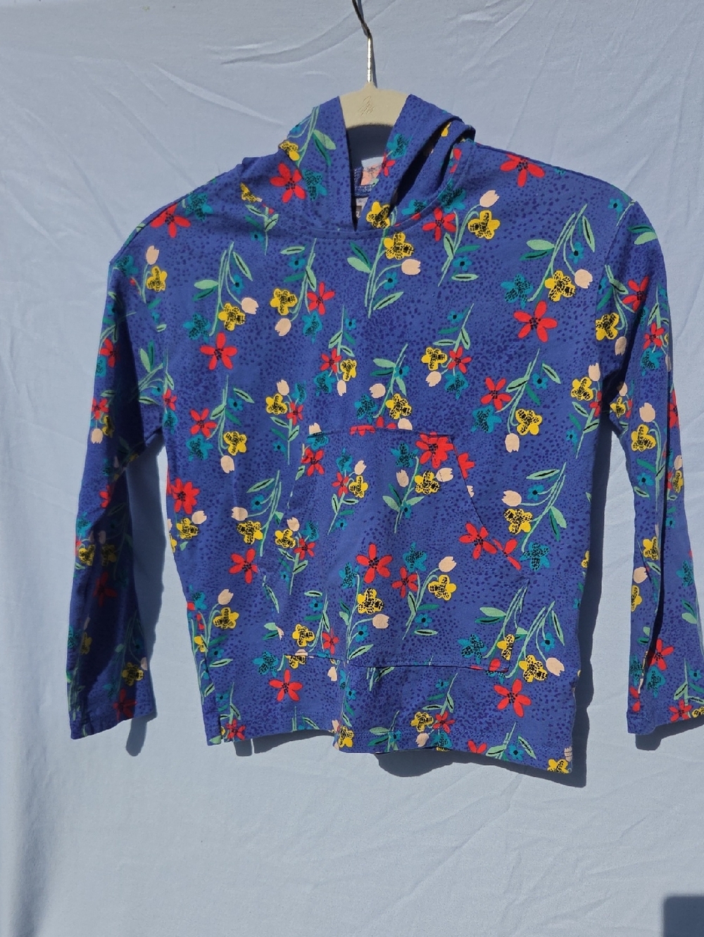 Tea Collection Purple Floral Hoodie with Multicolor Blooms.       Size 10
